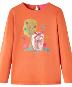 Kindershirt met lange mouwen 104 oranjebruin
