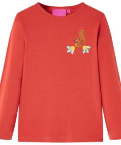Kindershirt met lange mouwen 104 roodbruin