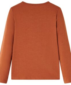 Kindershirt met lange mouwen 116 cognackleurig