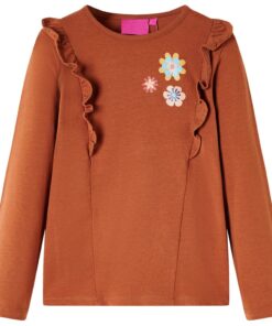Kindershirt met lange mouwen 116 cognackleurig