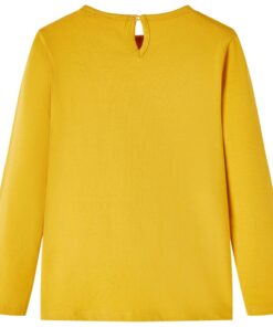 Kindershirt met lange mouwen 116 donker okerkleurig