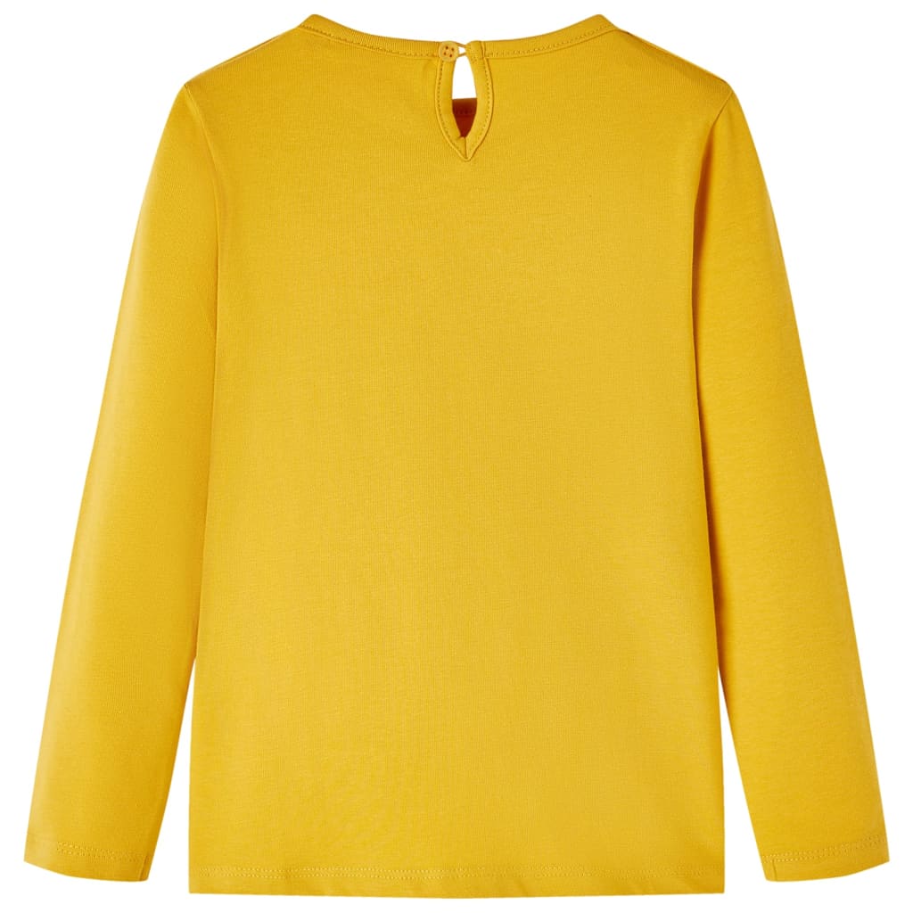 Kindershirt met lange mouwen 116 donker okerkleurig