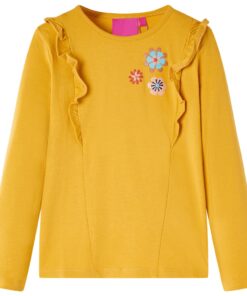 Kindershirt met lange mouwen 116 donkerokerkleurig