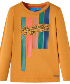 Kindershirt met lange mouwen 116 donkerokerkleurig