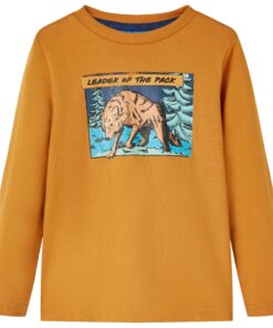 Kindershirt met lange mouwen 116 donkerokerkleurig