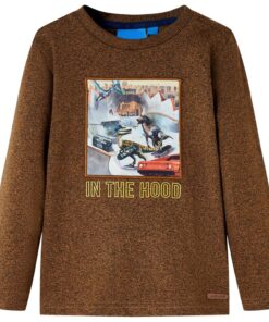 Kindershirt met lange mouwen 116 gemêleerd cognackleur