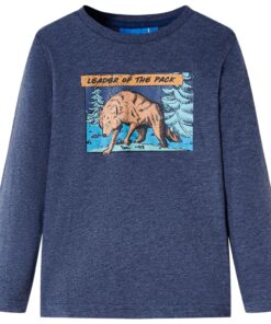 Kindershirt met lange mouwen 116 gemêleerd donkerblauw