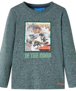 Kindershirt met lange mouwen 116 gemêleerd donkergroen