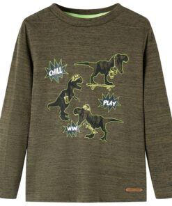 Kindershirt met lange mouwen 116 gemêleerd kakikleurig