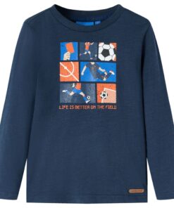 Kindershirt met lange mouwen 116 gemêleerd marineblauw
