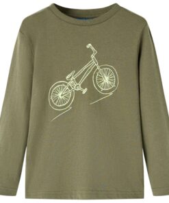 Kindershirt met lange mouwen 116 kakikleurig