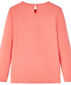 Kindershirt met lange mouwen 116 koraalkleurig