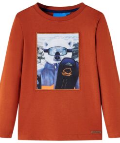 Kindershirt met lange mouwen 116 lichtroestkleurig