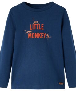 Kindershirt met lange mouwen 116 marineblauw