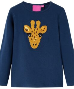 Kindershirt met lange mouwen 116 marineblauw