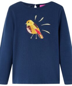 Kindershirt met lange mouwen 116 marineblauw