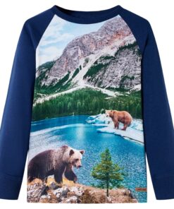 Kindershirt met lange mouwen 116 marineblauw