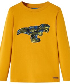 Kindershirt met lange mouwen 116 okerkleurig