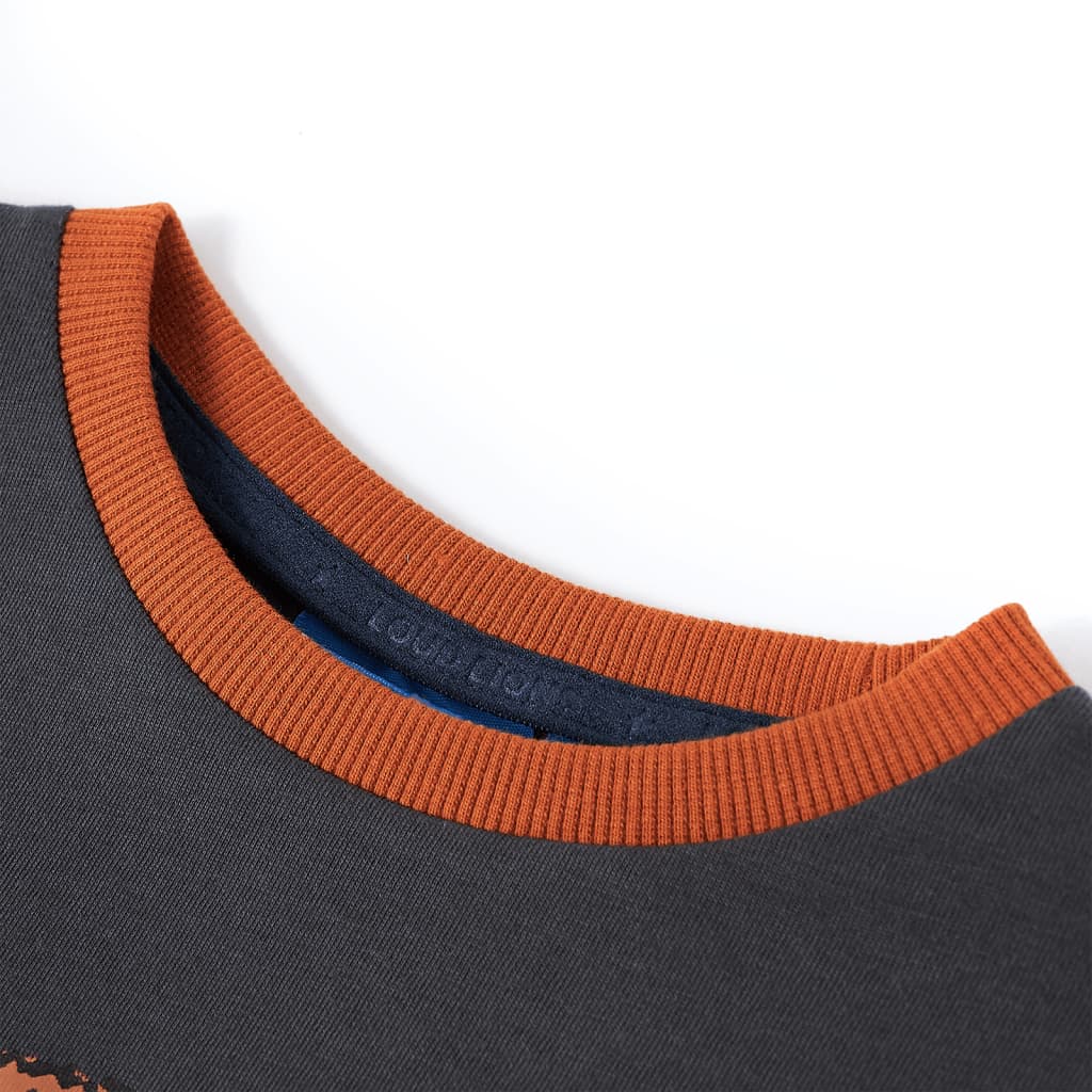 Kindershirt met lange mouwen 128 antracietkleurig - Image 3