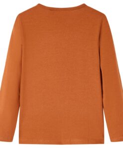 Kindershirt met lange mouwen 128 cognackleurig