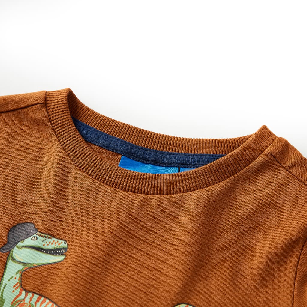 Kindershirt met lange mouwen 128 cognackleurig - Image 3