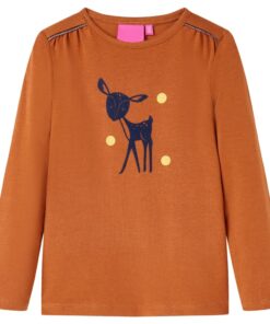 Kindershirt met lange mouwen 128 cognackleurig