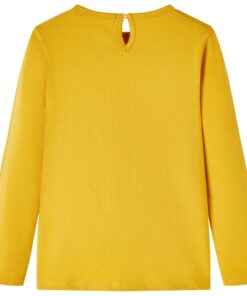 Kindershirt met lange mouwen 128 donker okerkleurig