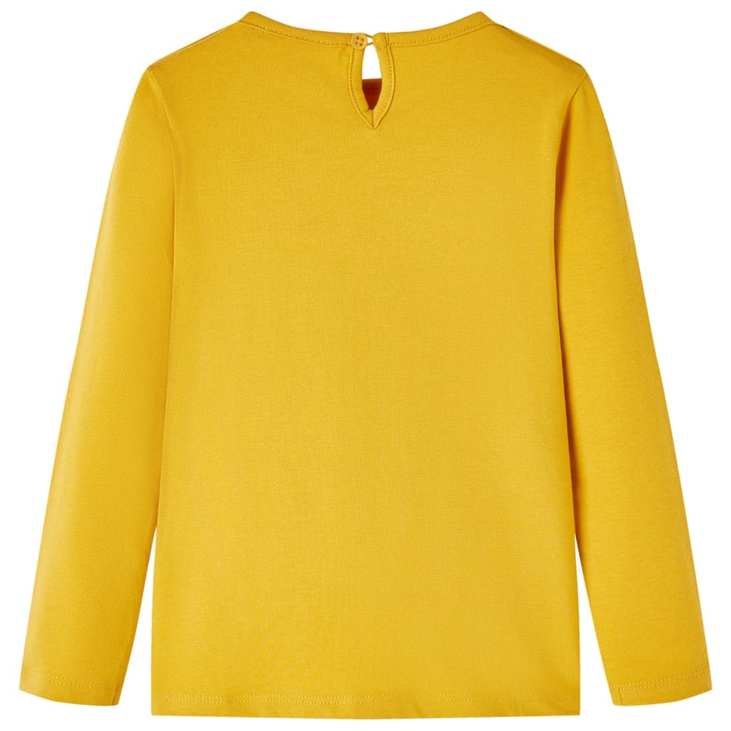 Kindershirt met lange mouwen 128 donker okerkleurig