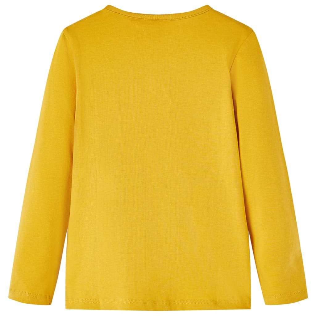 Kindershirt met lange mouwen 128 donker okerkleurig