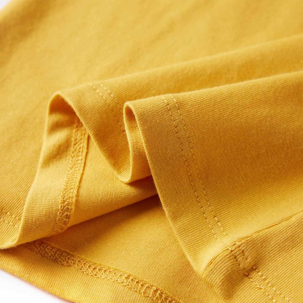 Kindershirt met lange mouwen 128 donker okerkleurig