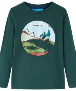 Kindershirt met lange mouwen 128 donkergroen