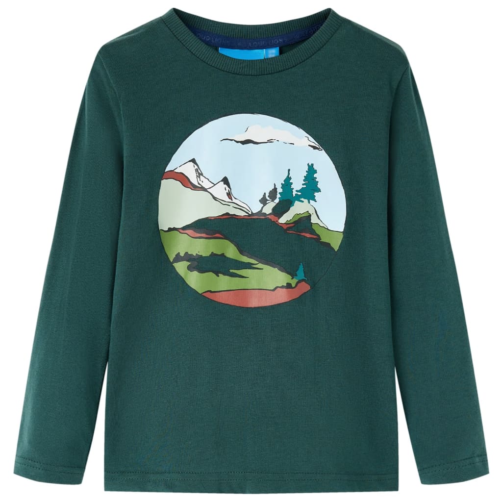 Kindershirt met lange mouwen 128 donkergroen