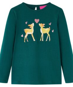 Kindershirt met lange mouwen 128 donkergroen