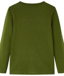 Kindershirt met lange mouwen 128 donkerkakikleurig