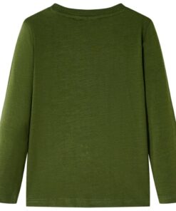 Kindershirt met lange mouwen 128 donkerkakikleurig
