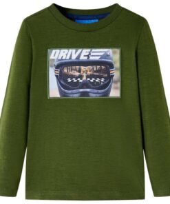 Kindershirt met lange mouwen 128 donkerkakikleurig