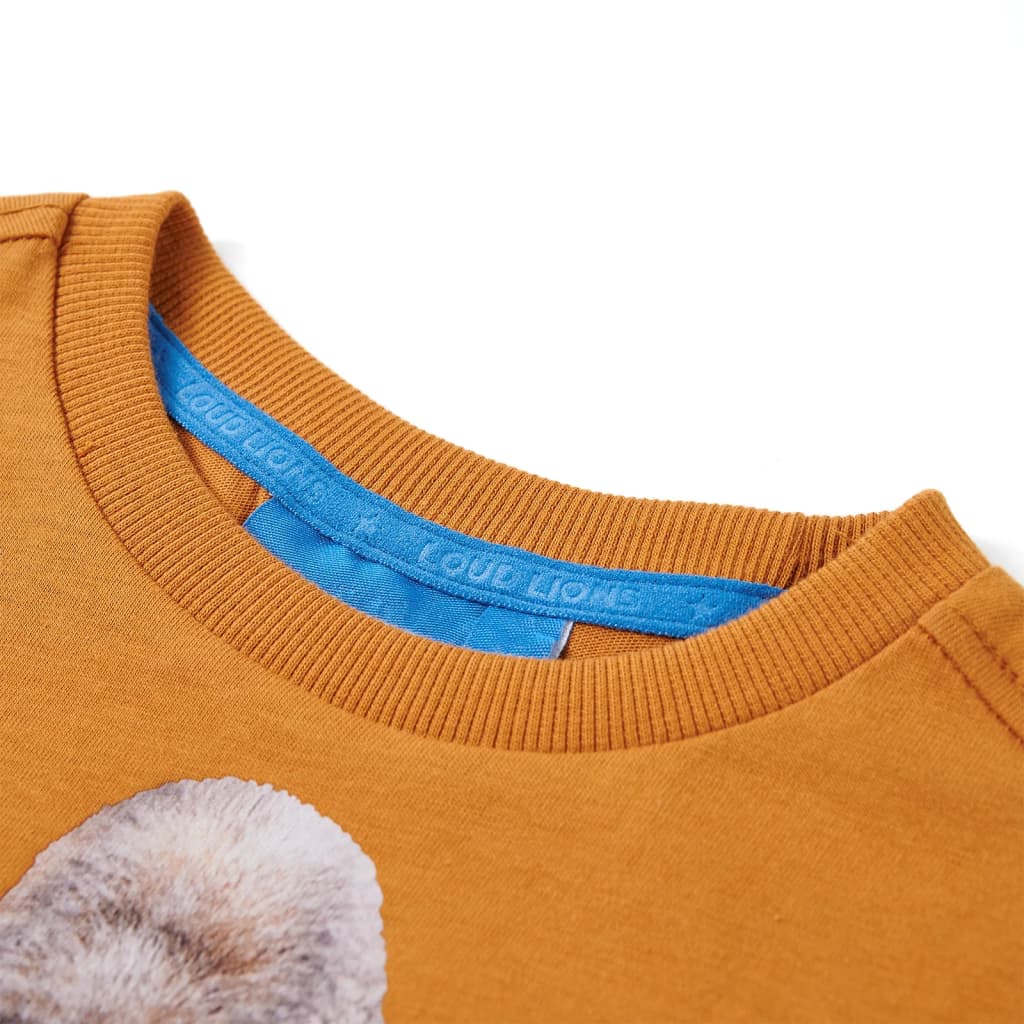 Kindershirt met lange mouwen 128 donkerokerkleurig - Image 3