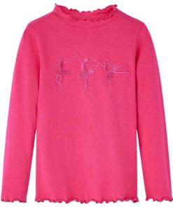 Kindershirt met lange mouwen 128 felroze