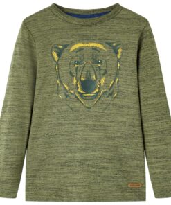 Kindershirt met lange mouwen 128 gemêleerd kakikleurig