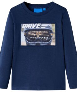 Kindershirt met lange mouwen 128 gemêleerd marineblauw