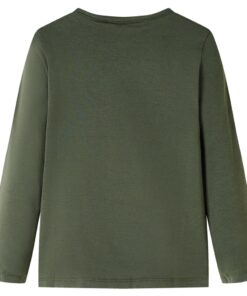 Kindershirt met lange mouwen 128 kakikleurig