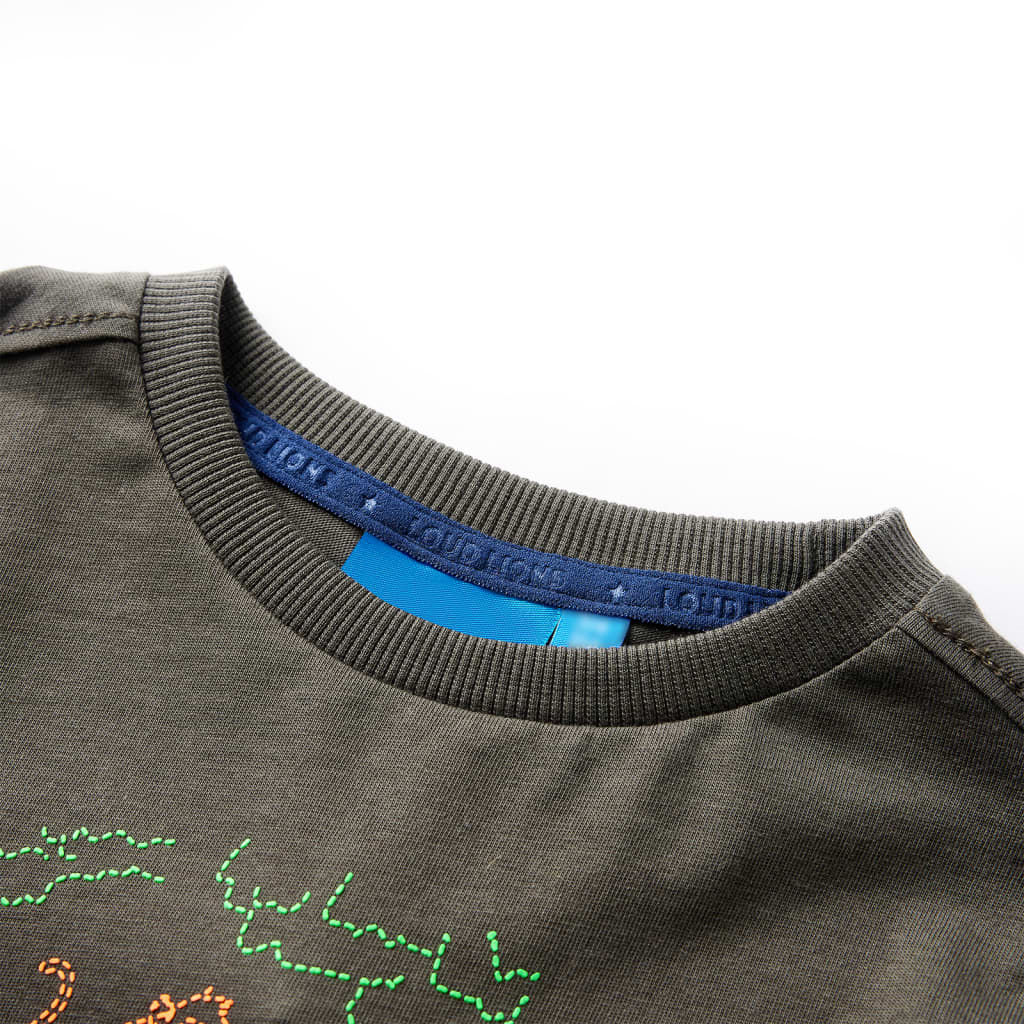 Kindershirt met lange mouwen 128 kakikleurig - Image 3