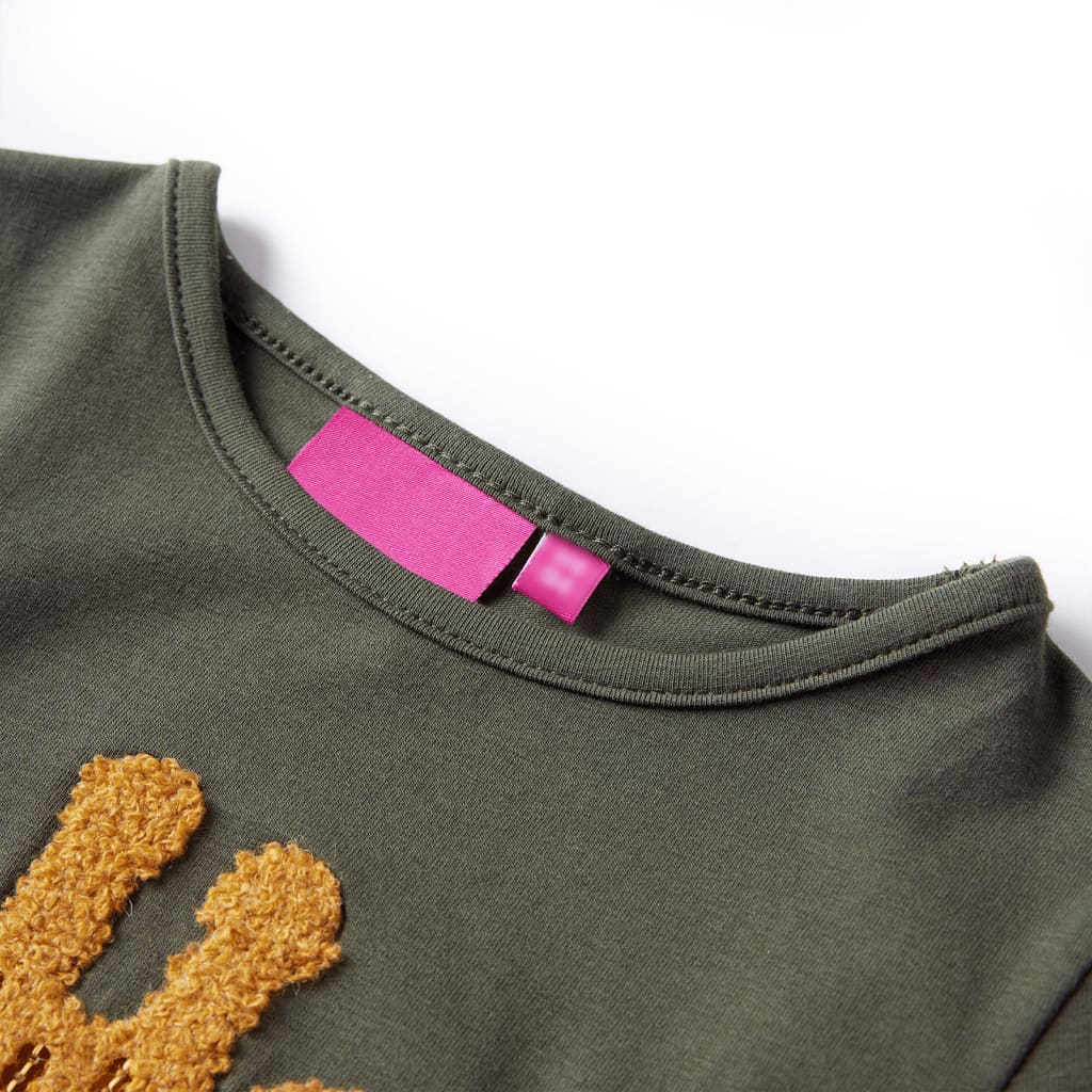 Kindershirt met lange mouwen 128 kakikleurig - Image 3