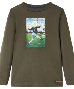 Kindershirt met lange mouwen 128 kakikleurig
