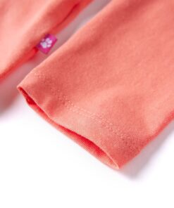 Kindershirt met lange mouwen 128 koraalkleurig