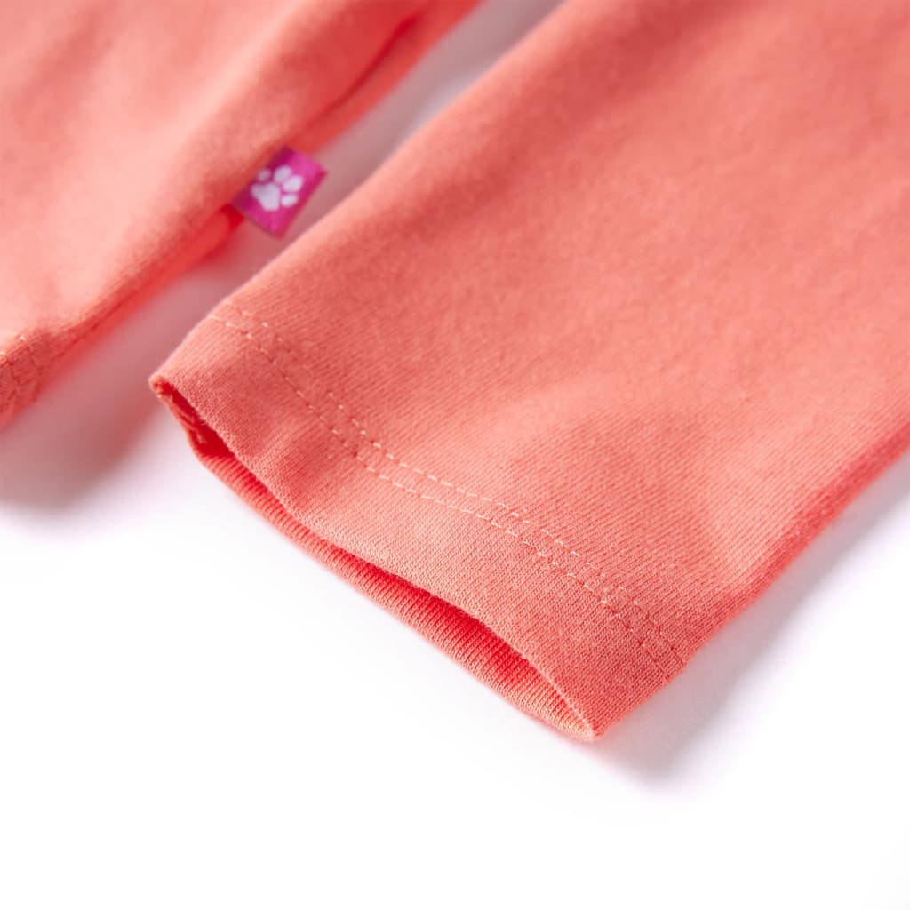Kindershirt met lange mouwen 128 koraalkleurig