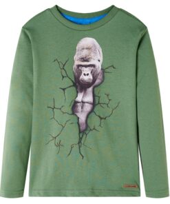 Kindershirt met lange mouwen 128 lichtkakikleurig