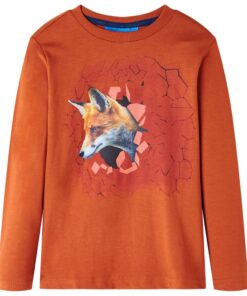 Kindershirt met lange mouwen 128 lichtroestkleurig