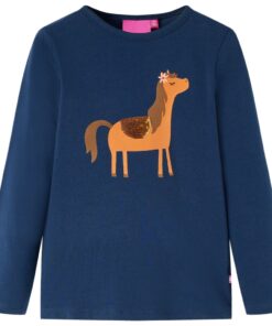 Kindershirt met lange mouwen 128 marineblauw