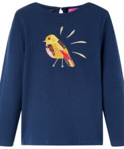 Kindershirt met lange mouwen 128 marineblauw